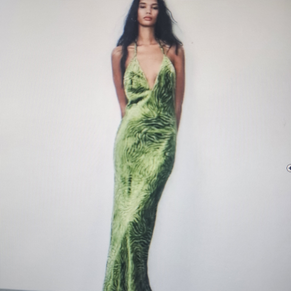 Zara Green Zebra Print Halter Dress
